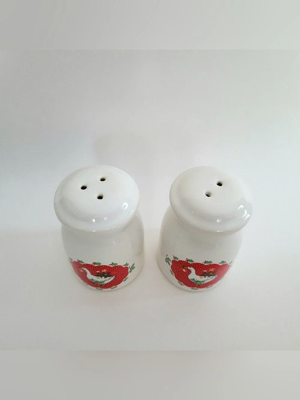 Vintage Goose Salt & Pepper Vermillion Stoneware Christmas Cottagecore Country